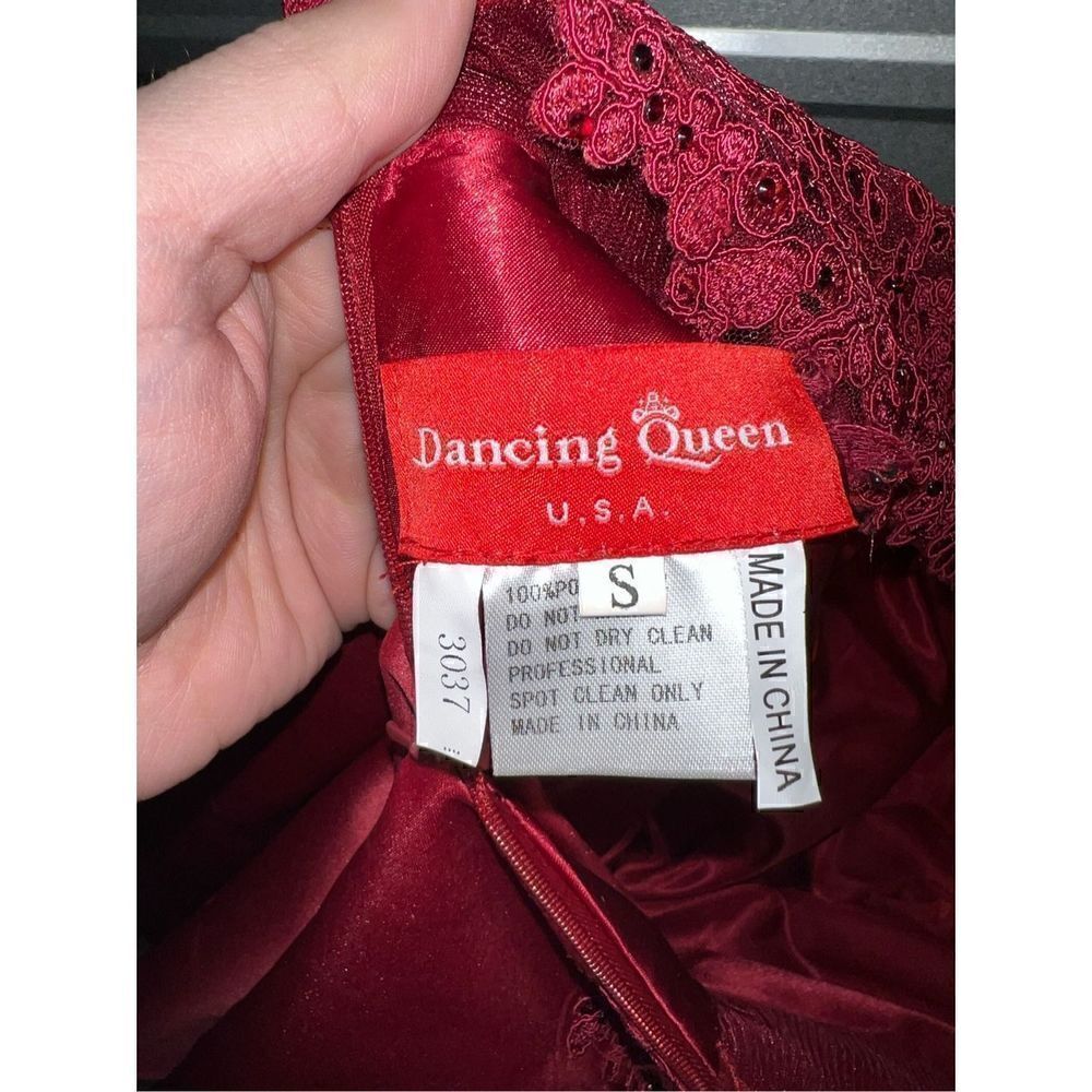Red Dancing Queen USA Lace & Satin Pocketed Mini Formal Dress Size Small - Picture 8 of 10